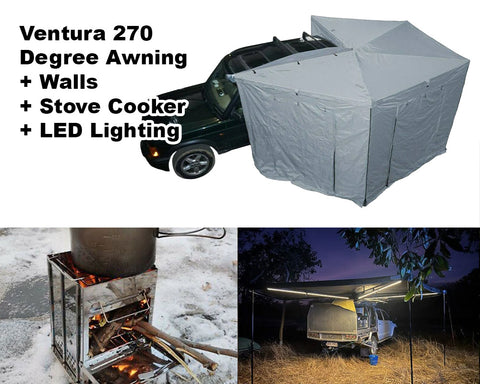 Ventura 270 Degree Awning + Walls + LED lights + Cooker