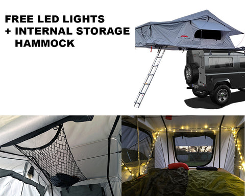 Extended Ventura Deluxe 1.4 Roof Top Tent + FREE LED Lights + FREE Internal Storage Hammock