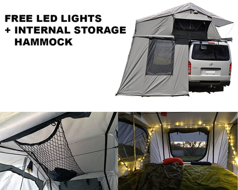 Extended Ventura Deluxe 1.4 Roof Top Tent + Annex +  LED Lights +  Internal Storage Hammock