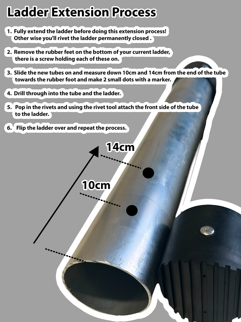 30cm Ladder Extension Tubes + 8 Rivets – Ventura Roof Tents