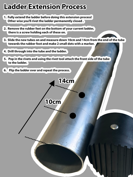 30cm Ladder Extension Tubes + 8 Rivets – Ventura Roof Tents